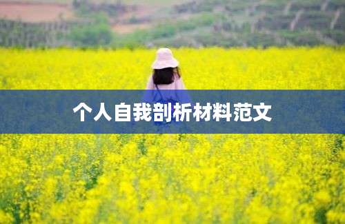 个人自我剖析材料范文