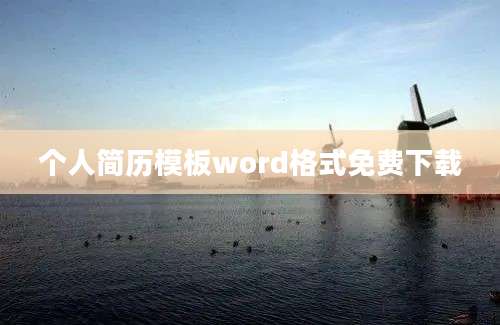 个人简历模板word格式免费下载