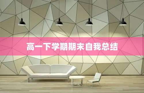 高一下学期期末自我总结