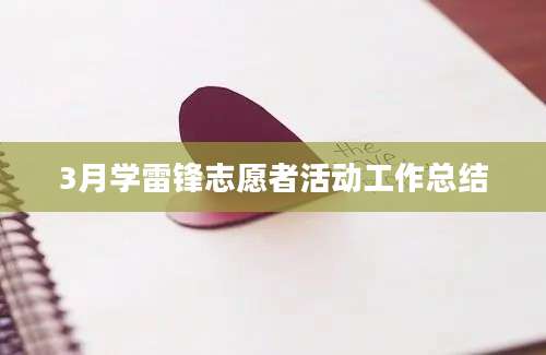 3月学雷锋志愿者活动工作总结
