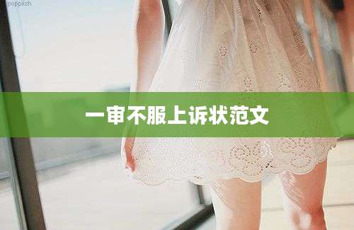 一审不服上诉状范文