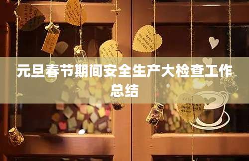 元旦春节期间安全生产大检查工作总结
