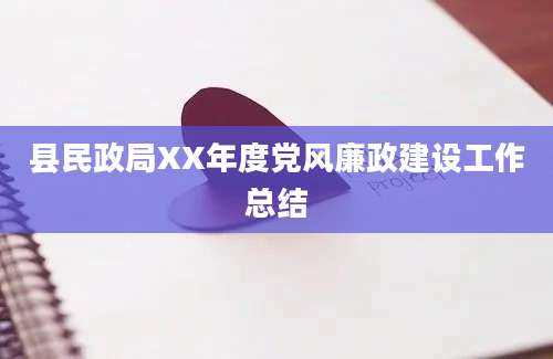 县民政局XX年度党风廉政建设工作总结