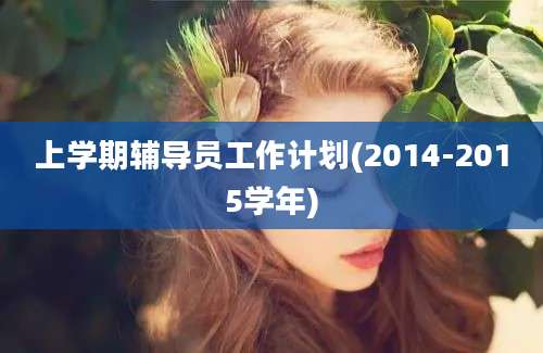 上学期辅导员工作计划(2014-2015学年)