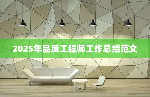 2025年品质工程师工作总结范文