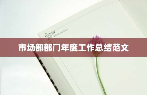 市场部部门年度工作总结范文