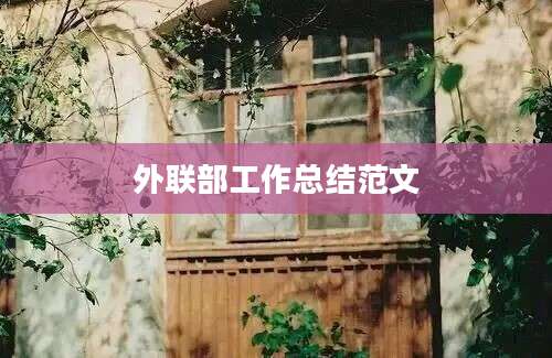 外联部工作总结范文