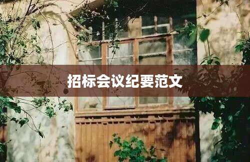 招标会议纪要范文