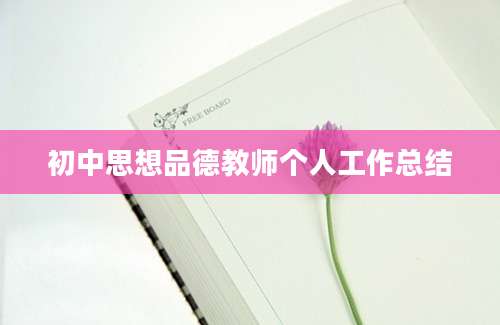 初中思想品德教师个人工作总结