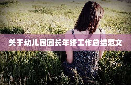 关于幼儿园园长年终工作总结范文