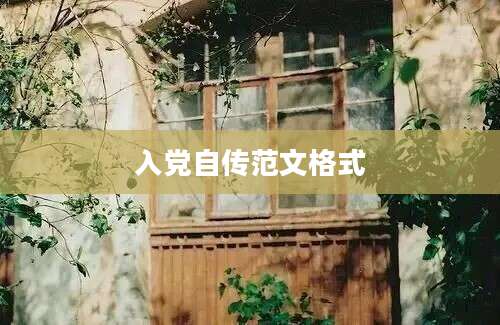 入党自传范文格式