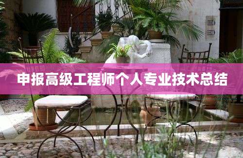 申报高级工程师个人专业技术总结