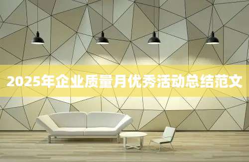 2025年企业质量月优秀活动总结范文