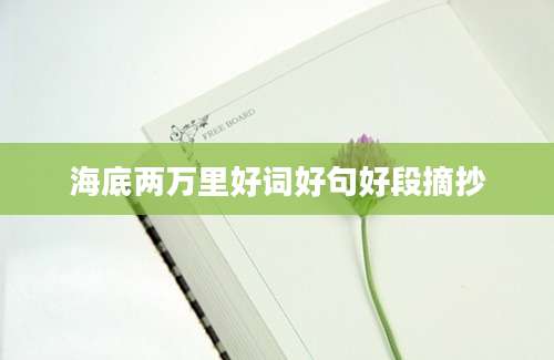海底两万里好词好句好段摘抄