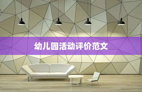幼儿园活动评价范文