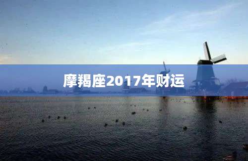 摩羯座2017年财运