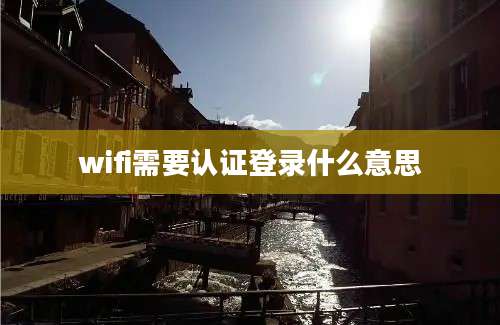 wifi需要认证登录什么意思